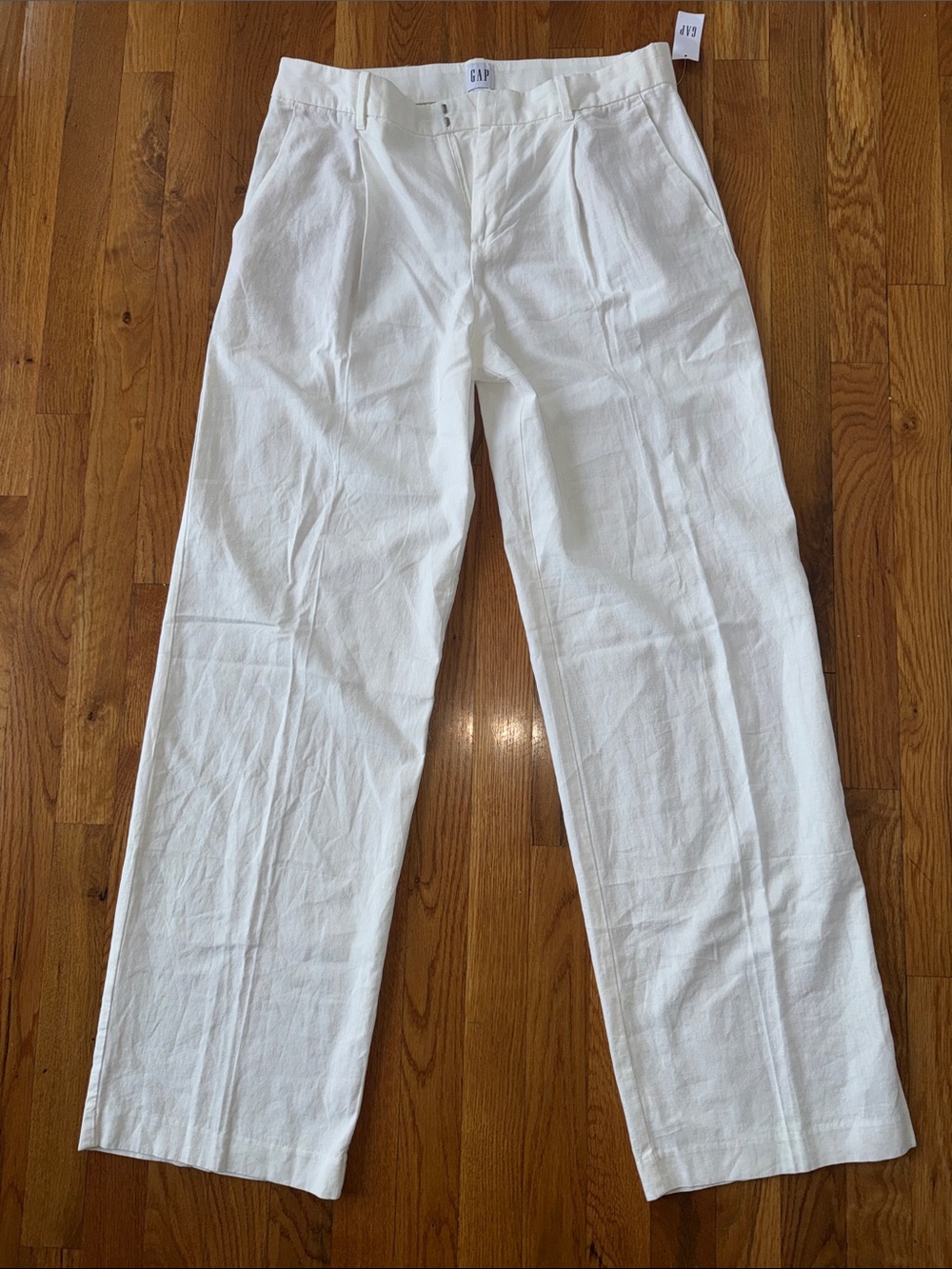 GAP White High-Rise Wide Leg Linen Pants